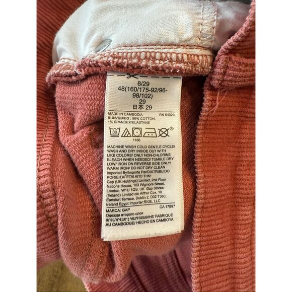 Gap Denim Womens Size 8/29 Cigarette High Rise Corduroy Pants Salmon Red - Picture 4 of 8